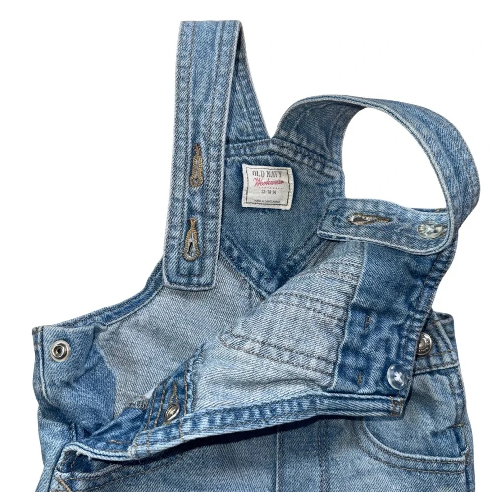 Old Navy‎ Workwear Baby 100% Cotton Denim Overalls Unisex BUNDLE 6-12M & 12-18M